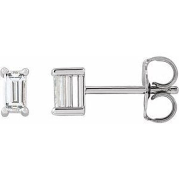 Kazi Luxury Lab-Grown Diamond Straight Baguette 4-Prong Stud Earrings (4 x 2 mm)